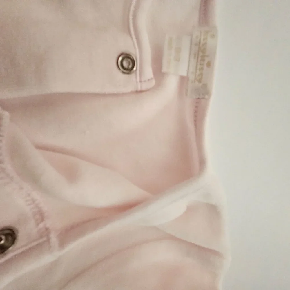 Kissy Kissy Premier Pink Embroidered Pima Cotton Velour Footie Size 0-3 - Picture 6 of 7